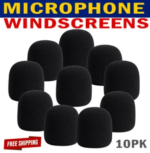 10-Black Microphone Windscreen Foam Cover for Ball Type Stage Handheld Vocal Mic - Picture 1 of 3