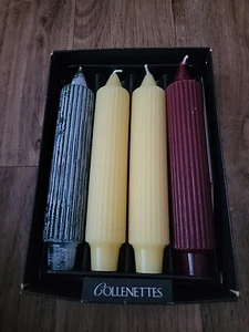 4 UNLIT Collenettes White Candles A J Root-Vintage Christmas-UNUSED Ribbed - Picture 1 of 5