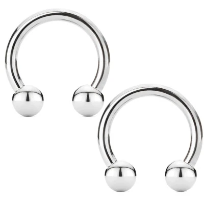 2 Pc Horseshoe Circular Barbell Nose Lip Tragus Helix Smiley Piercing 18G - Image 1 of 3