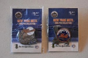 Lot of (2) New York Mets SHEA STADIUM Pins, NY TIMES 2005 Collection Brand New - Picture 1 of 3