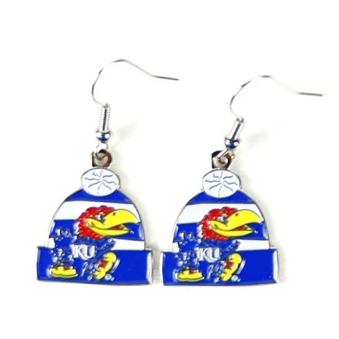 Kansas Jayhawks Knit Hat Earrings Cover