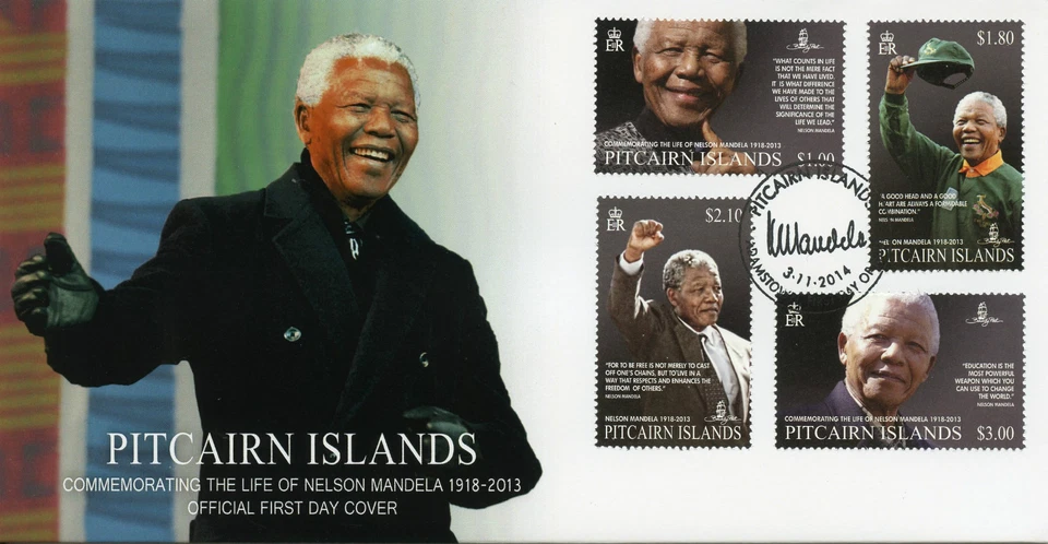 Pitcairn Islands 2014 FDC Nelson Mandela Commemorate Life 1918-2013 4v Set Cover - Image 1 of 1