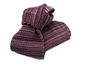Cravate Jersey Soie Tricot Bordeaux Rose Vinasse Rayé A Extra Fine Homme - Imagen 1 de 3