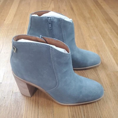Botas de tornozelo Lucky Brand tamanho 8 Pellyon couro camurça azul salto boho chique  - Imagem 1 de 4