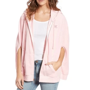 Juicy Couture Black Label Pink Velour Front Zip Hooded Cape Dead Stock Oversized - Picture 1 of 7