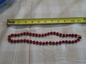 Vtg. Necklace Maroon Beads - Picture 1 of 4