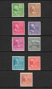 US Scott 839-847 Presidential Series Coil Singles XF Mint Never Hinged 1939 - Bild 1 von 6