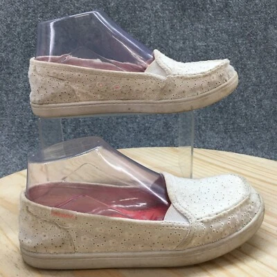 Roxy 鞋女式 6.5 Minnow V 一脚蹬白色孔眼舒适休闲低帮平底鞋 — 第 1/4 张图片