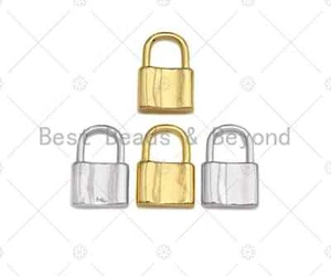 18k Glänzendes Gold Vorhängeschloss Charms, Zierliche Schloss Charms, Vorhängeschloss Anhänger, Gold Charm, - Bild 1 von 6