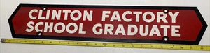 Vintage Rare Clinton Engines Factory School Sign Advertising Double Side - Picture 1 of 6