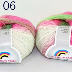 Sale 2Ballsx50gr Colorful Rainbow Rug Shawl Cashmere Wool Hand Crochet Yarn 06 - Picture 1 of 12