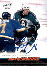 Marty Mcinnis Signed Autographed 99/00 Pacific card Anaheim Ducks