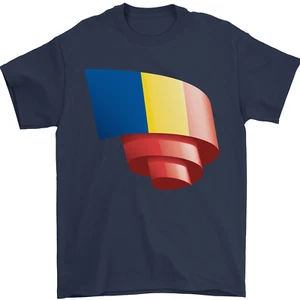 Curled Romania Flag Romanian Day Football Mens T-Shirt 100% Cotton - Picture 1 of 102