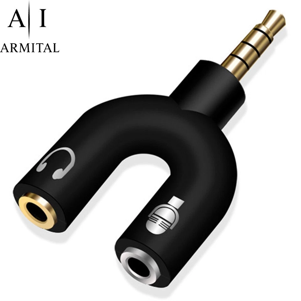 Adattatore Sdoppiatore Cuffie 3.5mm TRRS a Doppio Jack 3.5mm (Audio + Microfono) - Immagine 1 di 4