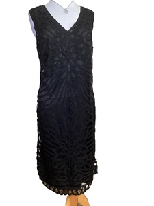 💋😘LAUREN RALPH LAUREN - RETRO BLACK LACE CROCHET SHEATH COCKTAIL DRESS - NWT - Picture 1 of 5