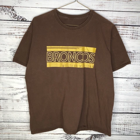 Vintage WMU Western Michigan University Broncos Football T-Shirt NCAA Men’s XL Cover