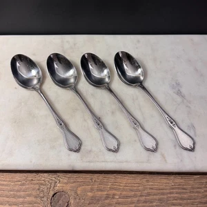 Oneida Profile MORNING BLOSSOM Burnished Stainless Place/Oval Soup Spoon - (4) - Picture 1 of 6