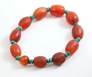 Old Tibetan Chinese Carnelian Pema Raka Bracelet Millennium Amulet Antique - Picture 1 of 15