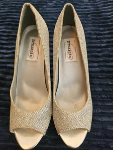 Dyables Silver Glitter Peep Toe Heels. Size 8b. - Picture 1 of 5
