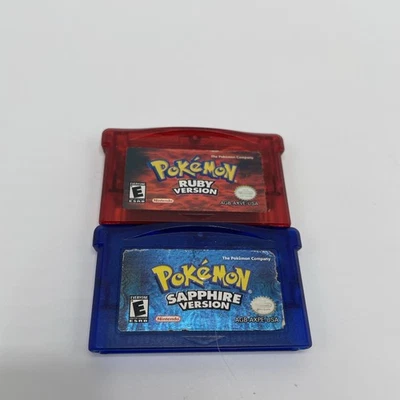 Pokemon Ruby & Sapphire Nintendo Gameboy Advance GBA Authentic New Battery! VG - Image 1 of 4