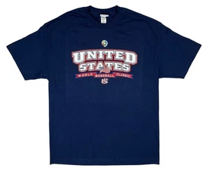 2009 World Baseball Classic USA Team T-Shirt Double Sided Flag MLB Majestic XL - Picture 1 of 7