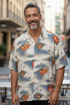 Pierre Cardin Vintage Men's Button-Up Hawaiin Shirt Size Large - Image 1 of 4