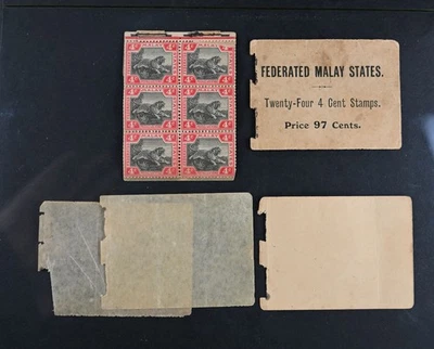 Malasia SB # 5 1919 folleto dañado 2 paneles en estado bastante bueno casi nuevo estampillas gato $1800 Foto 1 de 4