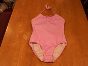 Gap Kids Seersucker 1Pc Swimsuit Open Back Pink White Micro Stripe-Sz. L(10/12) - Picture 1 of 3