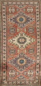 Geometric Vintage Area Rug 5x10 Hand-knotted Traditional Wool Rust Color Carpet - Picture 1 of 23
