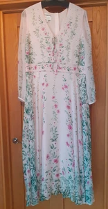 Hobbs Fay Floral Pure Silk Dress, Pink/Multi SIZE 16 Petite - Picture 1 of 7