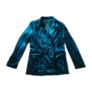 Chaqueta Blazer Blank Nyc Verde Esmeralda Terciopelo Doble Pecho Pequeña - Imagen 1 de 6