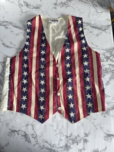 Damen Vintage 90er Patriotic Stars Stripes 4th July Weste von Idea Nuova Größe L - Bild 1 von 5