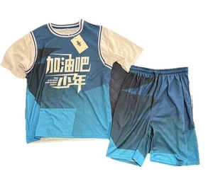 K-pop Sports Set T‑Shirt + Shorts IS 10-12yrs Blue Activewear New With Tags - Picture 1 of 5