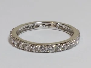 Size Q Sterling Silver 925 ladies Ring clear CZ stones on full eternity band - Picture 1 of 9