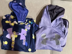 Under Armour Loose Fit Coldgear (lot Of 2) Hoodies Girls Youth Large Purple - Picture 1 of 13