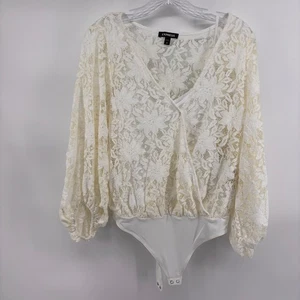 Body donna Express avorio pizzo floreale manica lunga - Taglia M - Foto 1 di 4