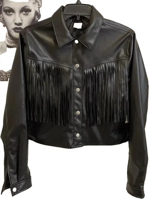 Chaqueta corta de cuero sintético No borders negra motociclista occidental swifty vaquera rock Foto 1 de 4