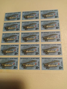Scott #C74, 50th Anniversary, U.S. Air Mail Service, 10c, MNH, Partial sheet - Picture 1 of 2