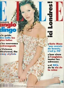 ELLE FR 1994 KATE MOSS TWIGGY LAETITIA CASTA JERRY HALL VIVIENNE WESTWOOD MODELS - Foto 1 di 11