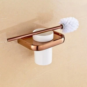 Bathroom Accessories Rose Gold Brass Bathroom Toilet Brush Holder Set 2ba869 - Picture 1 of 7