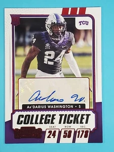 2021 Panini Contenders Draft AUTO RC Ar'Darius Ravens Washington TCU #289 - Picture 1 of 2
