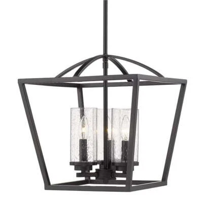 Golden Lighting 4309-3P Black Mercer 3-Light 15"W Taper Candle Chandelier - Image 1 of 4
