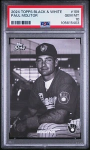 2024 Topps Black & White PAUL MOLITOR #109 Vault SP PSA 10 Gem Mint Brewers - Picture 1 of 2
