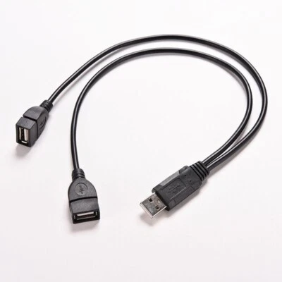 USB 2.0 A Male To 2 Dual-USB Female Y Splitter Hub Power OTG Adapters Cable Cord - Image 1 of 4