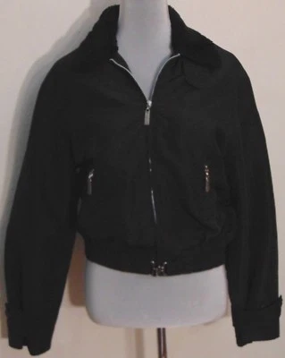 Chaqueta Bomber Karen Kane Para Mujer Negra Hebilla Cintura Cremallera Nylon Talla M Hecha en EE. UU. Foto 1 de 4