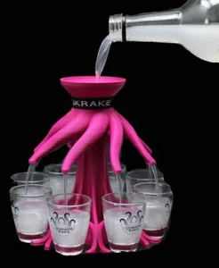 Schnapskrake PINK Shotverteiler Getränkeverteiler 8 Gläser á 3cl Partygag - Bild 1 von 7