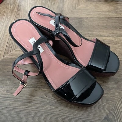 Bally Clivya Cork Wedge Platform Open Toe Sandal In Black Size EU 39 - image 1 of 4