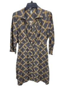 Vestido Camisa Maeve Anthropologie Mujer Pequeño Negro Tostado Geométrico Pana Boho - Imagen 1 de 12