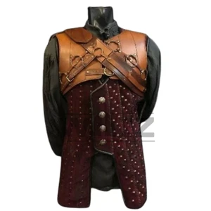 Medieval leather Brigandine Men Larp & Sca Leather Body Armor Fantasy Warrior - Picture 1 of 5