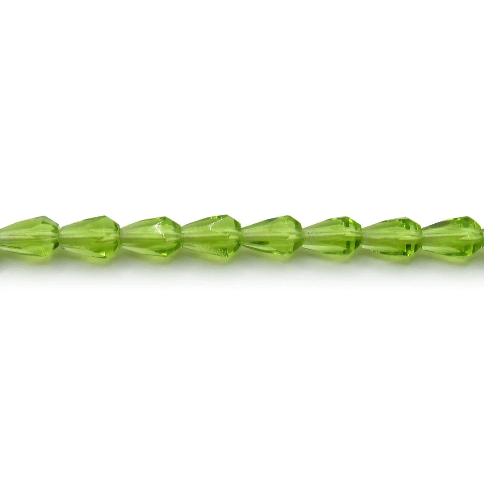 Peridot / Olivine Green - 50 7x5 mm Teardrop Czech Glass Fire Polish Beads - Image 1 of 1
